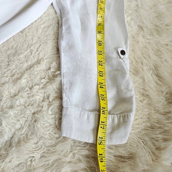 JM Collection Women's White Linen Coconut Button Down Casual Shirt Size 18 - Picture 6 of 9